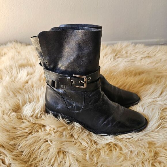 Coach Jesika Black Genuine Leather Ankle Boots Size 7 - Picture 1 of 7